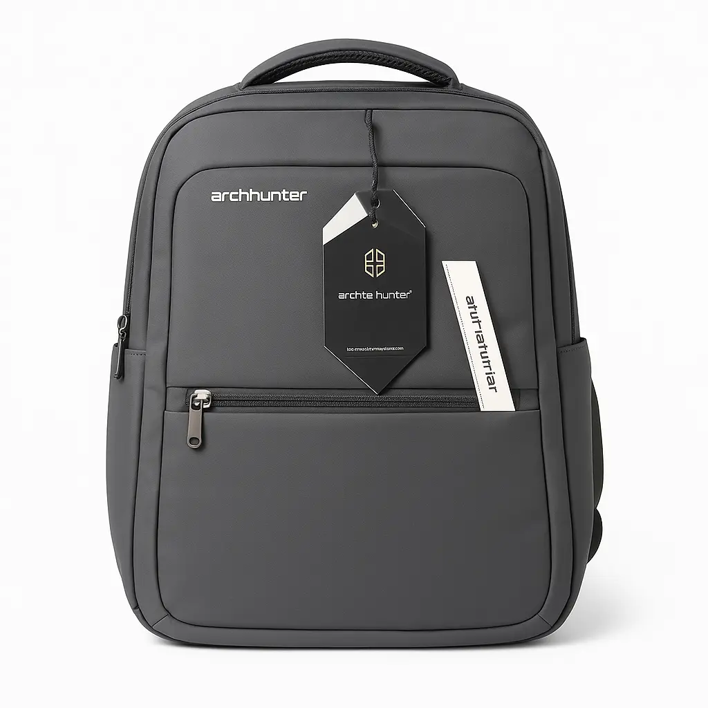 Brand: archhunter (tag reads "archte hunter") Tag: Black and white, more premium-style branding Design: Front zipper is clearly visible; more traditional pocket layout Impression: Slightly more classic look with an emphasis on business or office utility